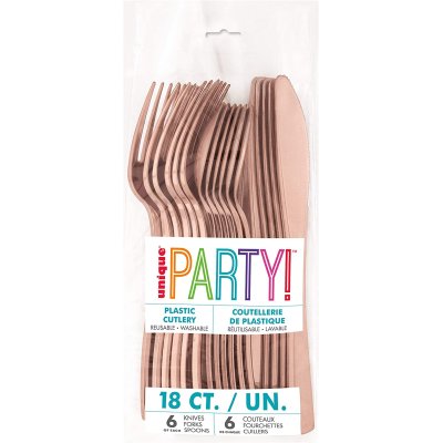 Plastic cutlery - rose gold, 18 pcs - 30262.jpg