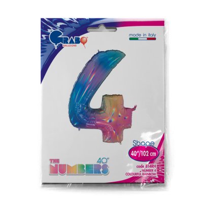 Number 4 Rainbow (102cm,40") foil balloon - 814RH-P-Packaged.jpg