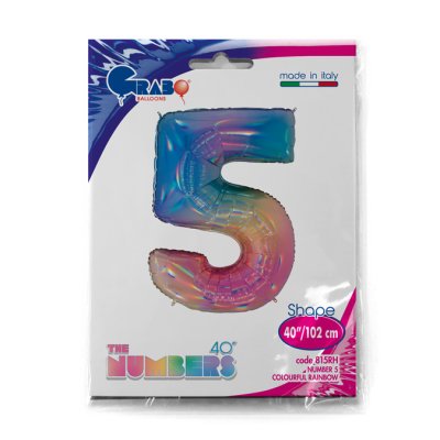 Number 5 Rainbow (102cm,40") foil balloon - 815RH-P-Packaged.jpg