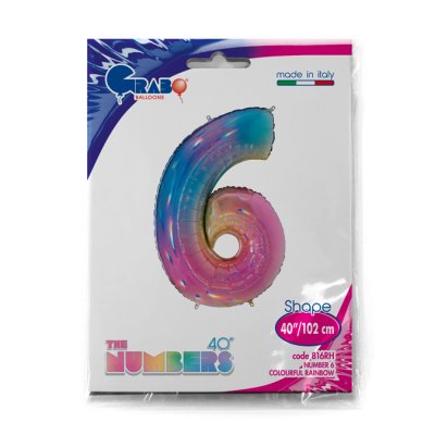 Number 6 Rainbow (102cm,40") foil balloon - 816RH-P-Packaged.jpg