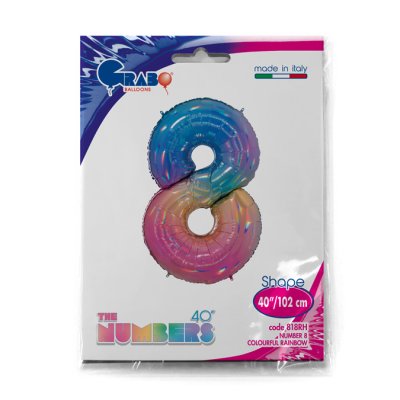 Number 8 Rainbow (102cm,40") foil balloon - 818RH-P-Packaged.jpg