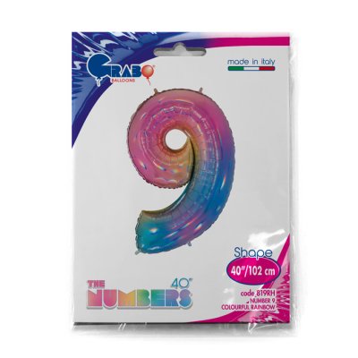 Number 9 Rainbow (102cm,40") foil balloon - 819RH-P-Packaged.jpg