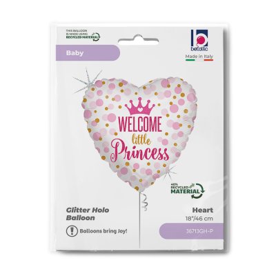 Heart "Welcome Little Princess" 18"/46cm foil balloon - 36713gh-p-b.jpg