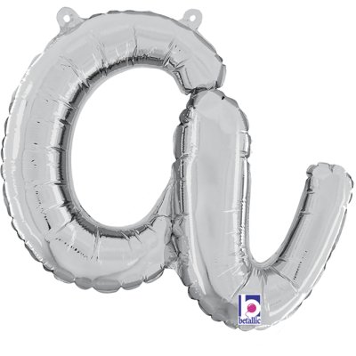 Letter script A Silver (35cm,14") foil balloon