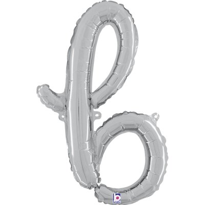 Letter script B Silver (35cm,14") foil balloon