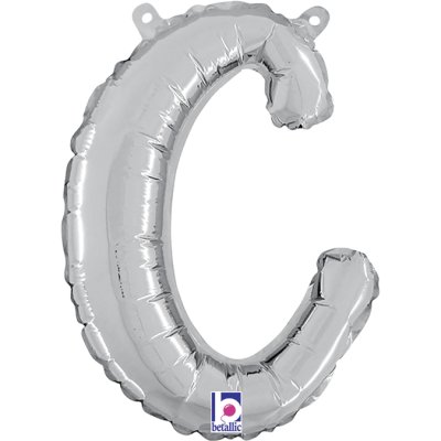 Letter script C Silver (35cm,14") foil balloon