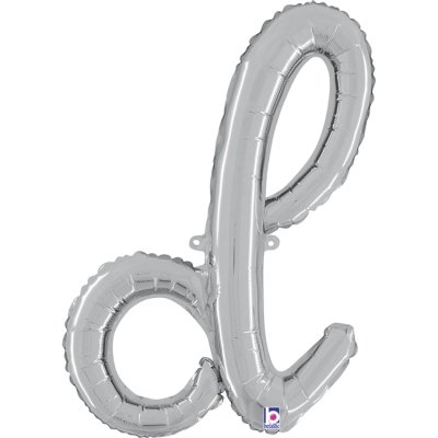 Letter script D Silver (35cm,14") foil balloon