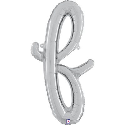 Letter script F Silver (35cm,14") foil balloon
