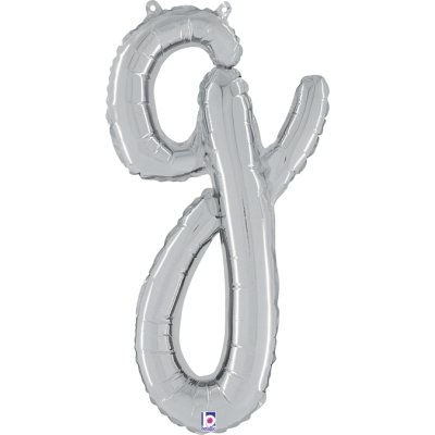Letter script G Silver (35cm,14") foil balloon