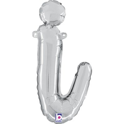 Letter script I Silver (35cm,14") foil balloon