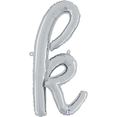 Letter script K Silver (35cm,14") foil balloon