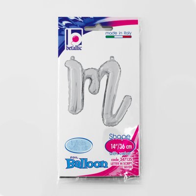 Letter script M Silver (35cm,14") foil balloon - 34713S.jpg