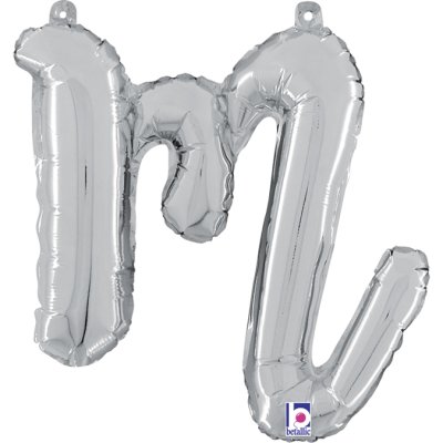 Letter script M Silver (35cm,14") foil balloon