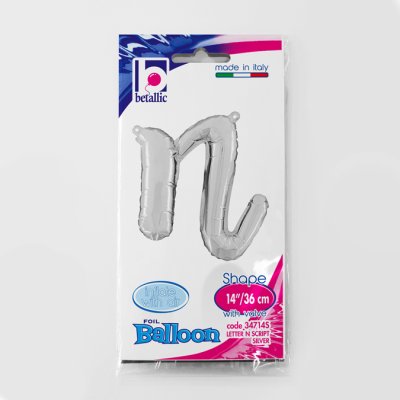 Letter script N Silver (35cm,14") foil balloon - 34714S.jpg