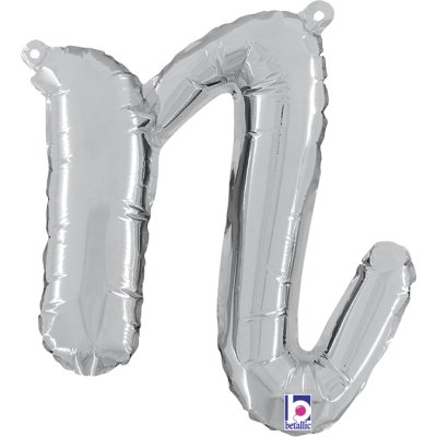 Letter script N Silver (35cm,14") foil balloon