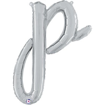 Letter script P Silver (35cm,14") foil balloon