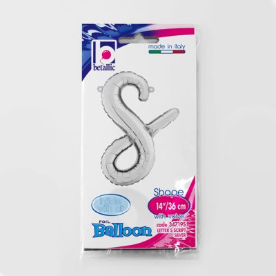 Letter script S Silver (35cm,14") foil balloon - 34719S.jpg
