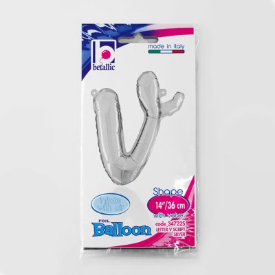 Letter script V Silver (35cm,14") foil balloon - 34722S.jpg
