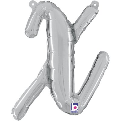 Letter script X Silver (35cm,14") foil balloon