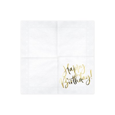 Paper napkins - golden Happy birthday 33x33cm, 20 pcs - SP33-79-008-019_02_S.jpg