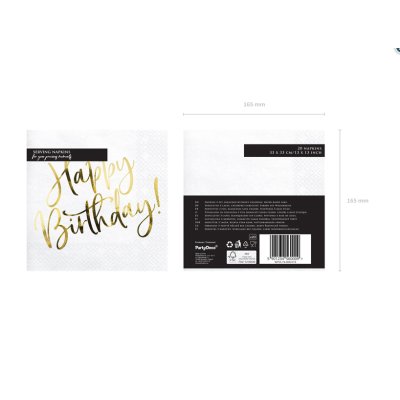 Paper napkins - golden Happy birthday 33x33cm, 20 pcs - Screenshot_2020-07-23 Napkins Happy Birthday, white, 33x33cm (1 pkt 20 pc ) - Internet shop.png