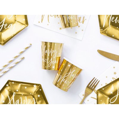 Paper Cup - Happy New Year, gold, 220ml, 6pc - large_KPP64-019M_02_S.jpg