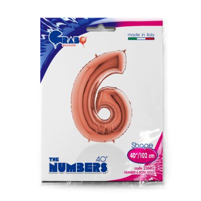 Number 6 Rosegold (102cm,40") foil balloon - 236RG-P-Packaged.jpg
