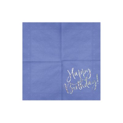 Happy Birthday glossy paper napkins, blue, 33x33cm, 20 pcs - SP33-80-074_02_H.jpg
