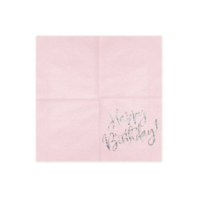 Happy Birthday glossy paper napkins, pink, 33x33cm, 20 pcs - SP33-80-081PJ_02_H.jpg