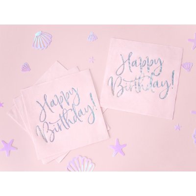 Happy Birthday glossy paper napkins, pink, 33x33cm, 20 pcs - SP33-80-081PJ_04_H.jpg