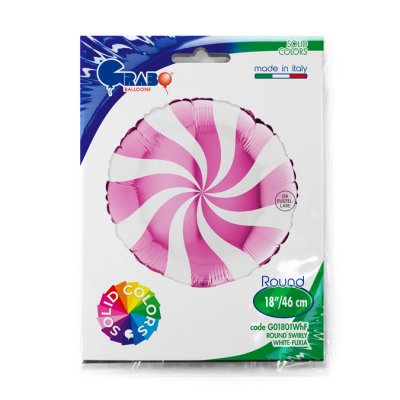 Circle - fuchsia&white (46cm,18") foil balloon - G01801WhF-P-Packaged.jpg