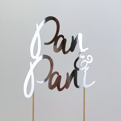 Cake Topper - Mr. and Mrs. CZ silver