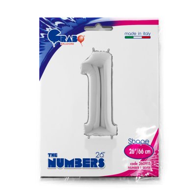 Number 1 Silver (66cm, 26") foil balloon - 26091S-P-Packaged.jpg