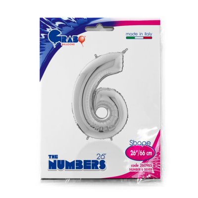 Number 6 Silver (66cm, 26") foil balloon - 26096S-P-Packaged.jpg