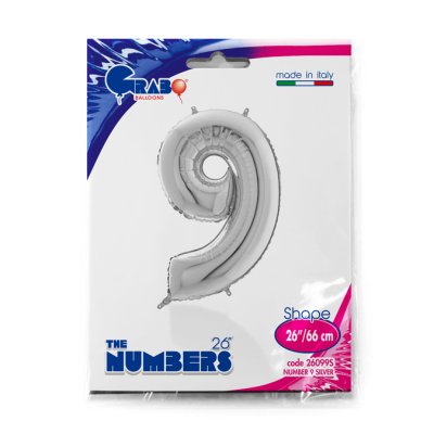 Number 9 Silver (66cm, 26") foil balloon - 26099S-P-Packaged.jpg