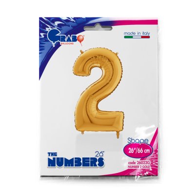 Number 2 Gold (66cm, 26") foil balloon - 26022G-P-Packaged.jpg