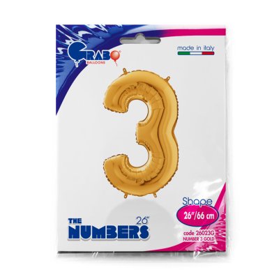Number 3 Gold (66cm, 26") foil balloon - 26023G-P-Packaged.jpg