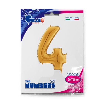 Number 4 Gold (66cm, 26") foil balloon - 26024G-P-Packaged.jpg