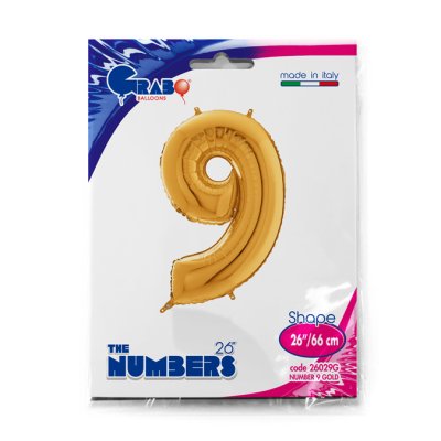 Number 9 Gold (66cm, 26") foil balloon - 26029G-P-Packaged.jpg