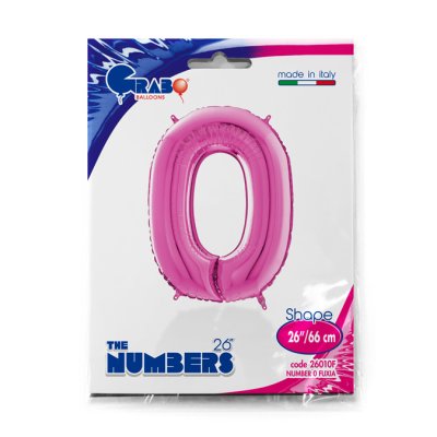 Number 0 Fuchsia (66cm, 26") foil balloon - 26010F-P-Packaged.jpg