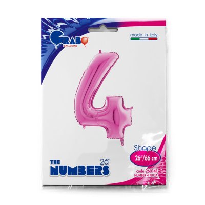 Number 4 Fuchsia (66cm, 26") foil balloon - 26014F-P-Packaged.jpg