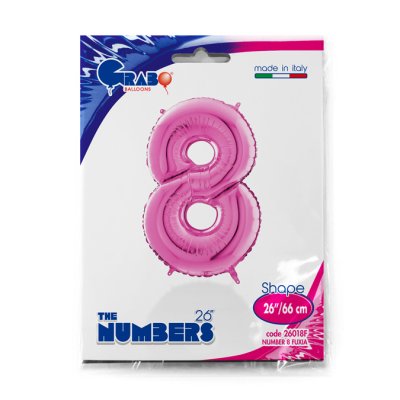 Number 8 Fuchsia (66cm, 26") foil balloon - 26018F-P-Packaged.jpg