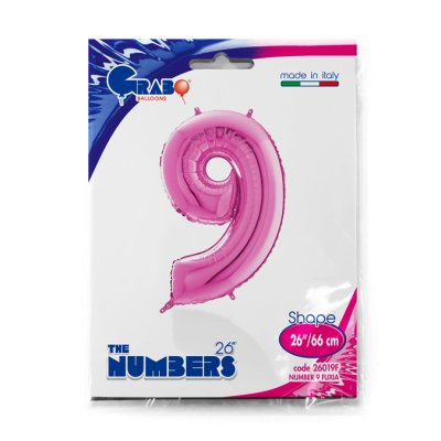 Number 9 Fuchsia (66cm, 26") foil balloon - 26019F-P-Packaged.jpg