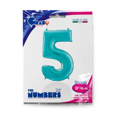 Number 5 Tiffany Blue (66cm, 26") foil balloon - 261705Ti-P-Packaged.jpg