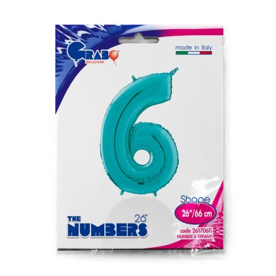 Number 6 Tiffany Blue (66cm, 26") foil balloon - 261706Ti-P-Packaged.jpg