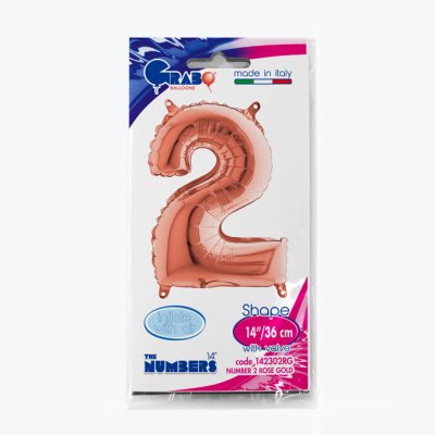 Number 2 Rosegold (35cm,14") MINI foil balloon - 142302RG-P-Packaged.jpg