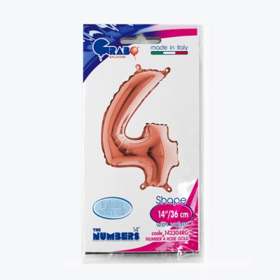 Number 4 Rosegold (35cm,14") MINI foil balloon - 142304RG-P-Packaged.jpg