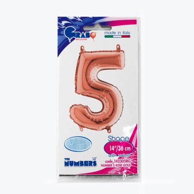 Number 5 Rosegold (35cm,14") MINI foil balloon - 142305RG-P-Packaged.jpg