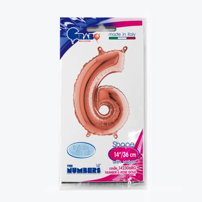 Number 6 Rosegold (35cm,14") MINI foil balloon - 142306RG-P-Packaged.jpg
