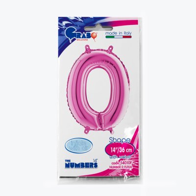 Number 0 Fuchsia (35cm,14") MINI foil balloon - 14010F-P-Packaged.jpg